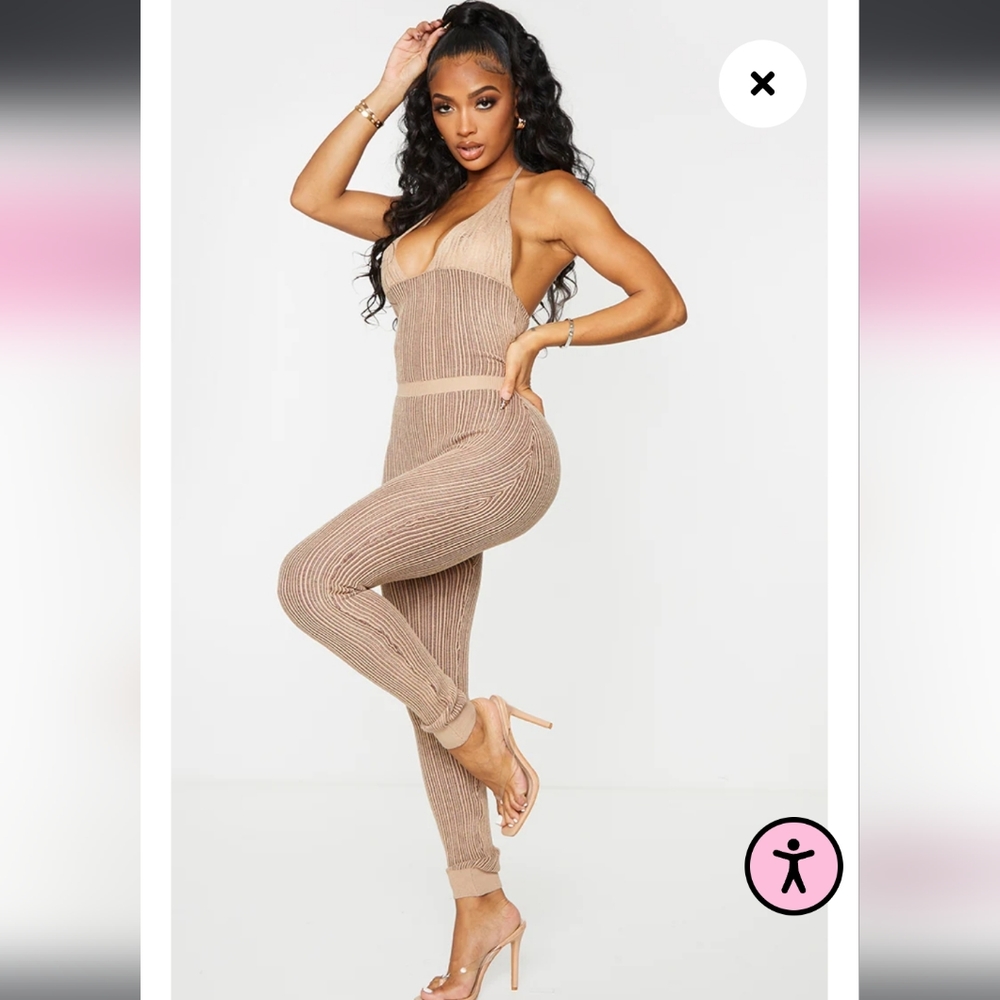Black & brown halter neck jumpsuit 2x